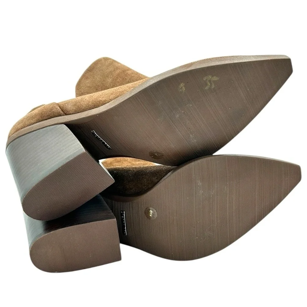Gianni Bini‎ Brown Suede Pointed Toe Block Heel Ankle Boots Women Size 9